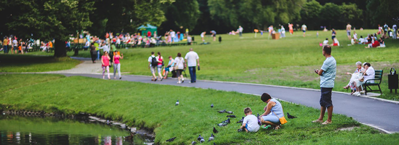 People enjoying time in park